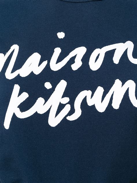 Maison Kitsun Logo Print T Shirt Farfetch