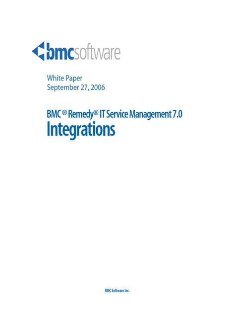 Bmc Remedy It Service Management 7 0 Integrations Pdf Application Programming Interface