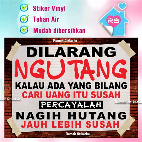 Stiker Dilarang Ngutang Dilarang Hutang Rumah Stikerku Lazada