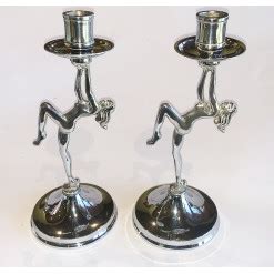 Pair Of English Art Deco Chrome Nude Candlesticks Artedeco Online