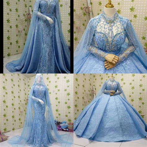 Baju Pengantin Warna Baby Blue Gaun Pengantin Model In Sudah Full