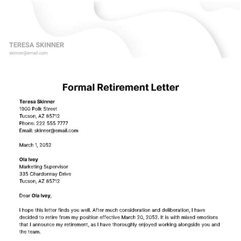 FREE Retirement Letter Templates & Examples - Edit Online & Download ...