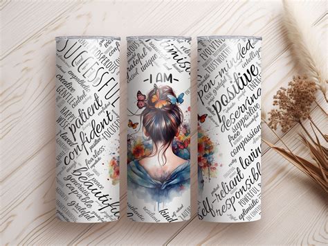 Daily Affirmations Tumbler Wrap Template Self Love Gift Sublimation