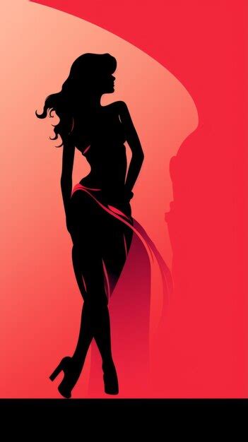 Premium Ai Image A Silhouette Of A Woman In A Red Dress