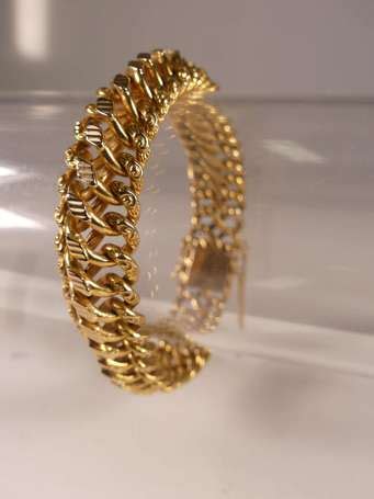 Bracelet maille américaine en or jaune 18K 750 00 fermoir à cliquet