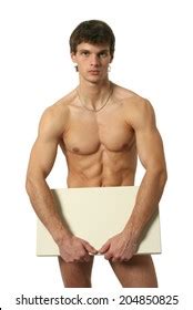 Naked Guy Holding Blank Sign Images Stock Photos Vectors