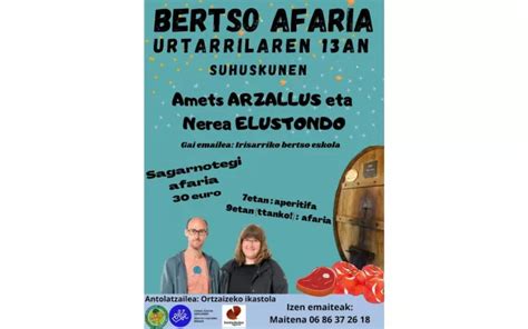 Bertso Afaria Dîner avec bertsolaris Suhescun