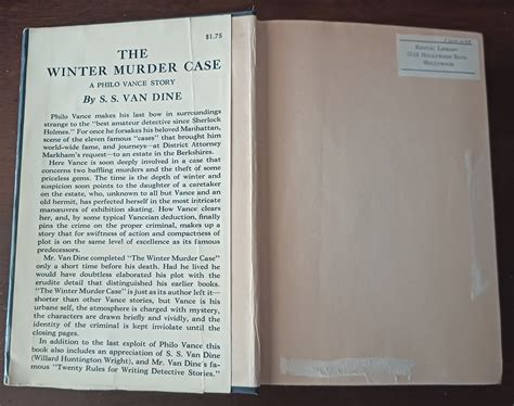 The Winter Murder Case A Philo Vance Story By Van Dine S S Wright