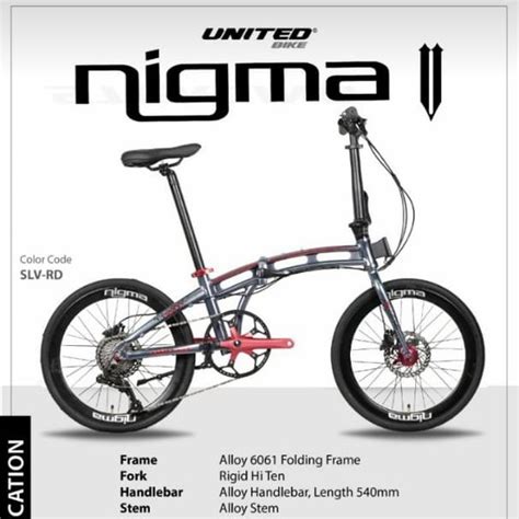 Jual Sepeda Lipat Folding 20 Inch United Nigma V Alloy 2021 Garansi SNI