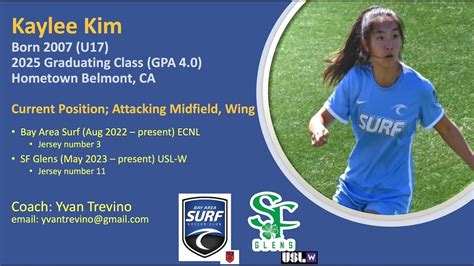 Kaylee Kim 2007 Bay Area Surf ECNL San Francisco Glens USL W 2022