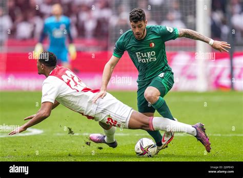 Amsterdam Sebastien Haller Of Ajax Marcos Senesi Of Feyenoord During