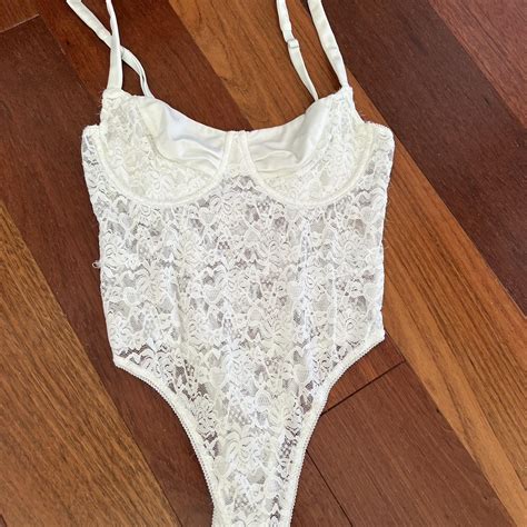 White Edikted Lace Bodysuit Worn Once And Super Depop