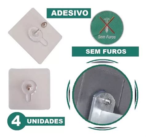 Kit 4 Gancho Adesivo Parafuso Parede Transparente Resistente MercadoLivre