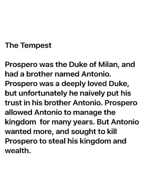 The Tempest Summary Pdf