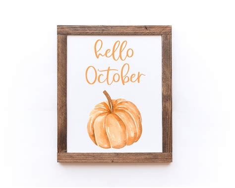 Hello October Printable, Fall Printable Art, Rustic Fall Print, Fall ...