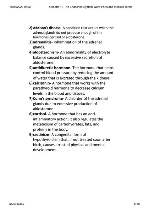 SOLUTION: Chapter 13 the endocrine system word parts and medical terms
