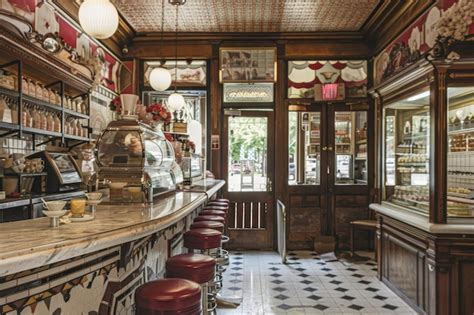 premium photo classic vintage ice cream parlor interior