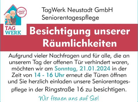 Besichtigung Unserer R Umlichkeiten Tagwerk Neustadt Gmbh