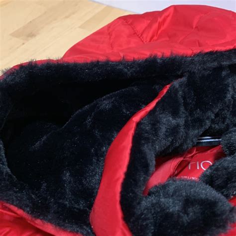 Red Nautica Puffer Jacket With Soft Black Fur Lined H Gem