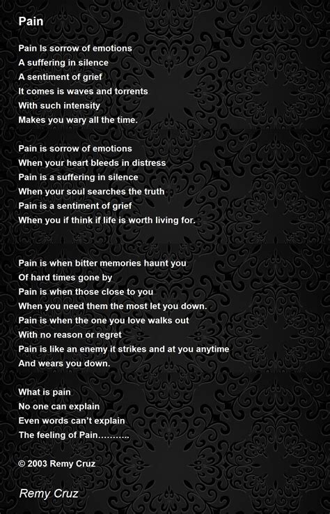 Poems About Pain And Sadness