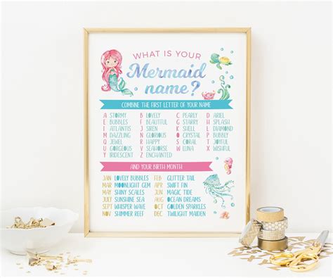 Mermaid Name Sign Printable Mermaid Name Games Mermaid Name Etsy