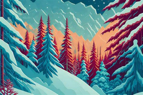 Frozen Beauty Mountain Forest Graphic by srempire · Creative Fabrica