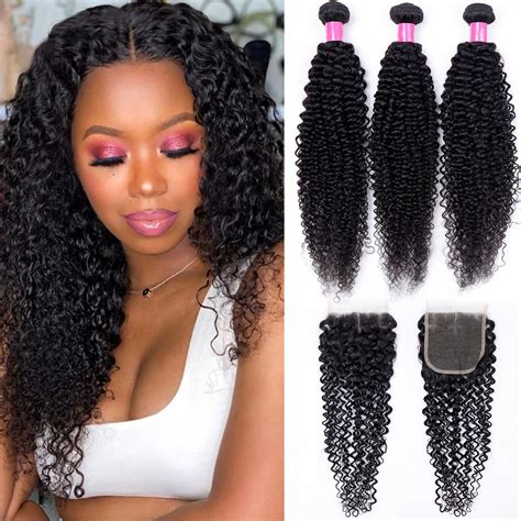 Kinky Curly 3 Bundles With Closure 100% Human Hair – Modern Show Hair