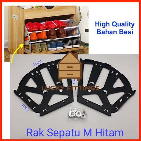 Jual Rak Lemari Sepatu Bracket Fitting Engsel Putar Susun Besi Hitam