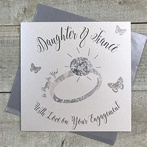 White Cotton Cards Daughter Fianc Engagement Card Sparkly Ring