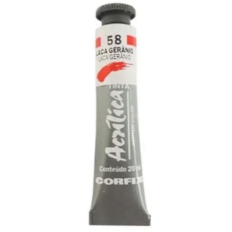 TINTA ACRILICA LACA GERANIO 58 20ml CORFIX UN No Shoptime