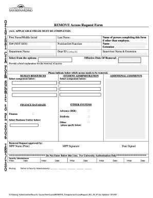 Fillable Online Cms Csusb PDF Remove Access Request Form CSUSB CMS