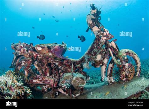 Motorbike Underwater With Sun In Background Vienna Dive Site Amed