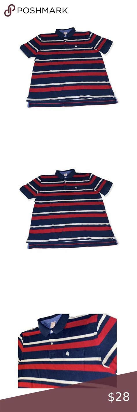 Brooks Brothers Mens XL Red Blue Striped Performance Polo Shirt Mens