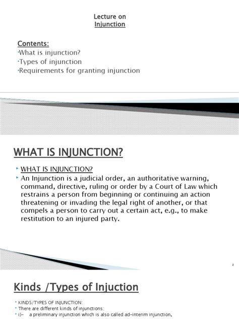 Contents: What Is Injunction? Types of Injunction Requirements For ...