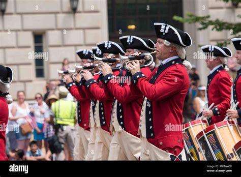 Soldiers With The Us Army Old Guard Fife And Drum Corps Perform