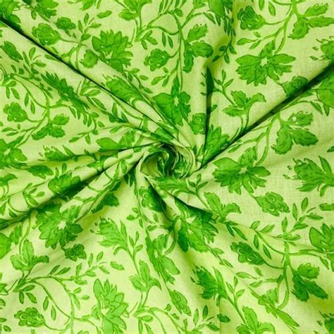 Green Floral Print Cotton Fabric at ₹ 140.00 | Printed Cotton Fabric ...