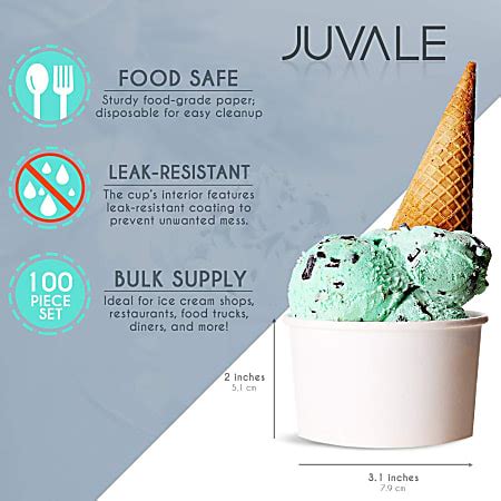 Juvale Ice Cream Sundae Cups Pack Disposable Paper Frozen Yogurt