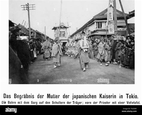 Funeral procession at the funeral of the mother of the Japanese Empress ...