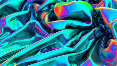 Iridescent Chrome Wavy Cloth Fabric Abstract Background Ultraviolet