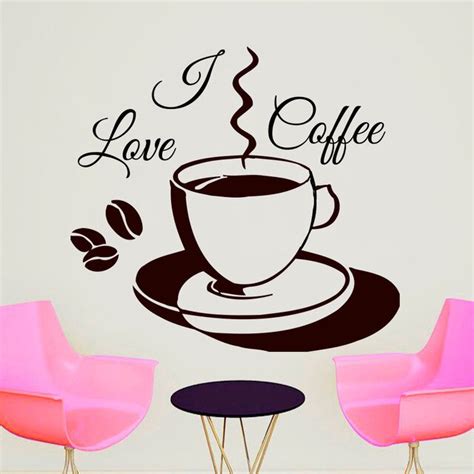 Muy De Moda I Love Taza De Caf De Pared Pegatina Vinilo