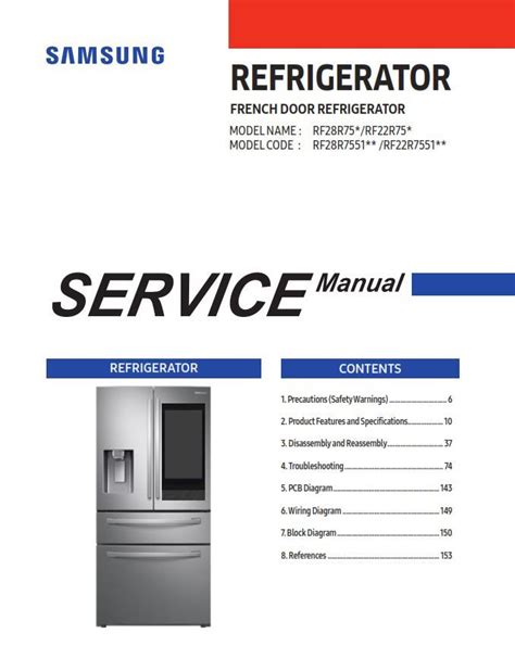 Samsung RF28R7551 RF22R7551 Refrigerator Service Manual And Repair