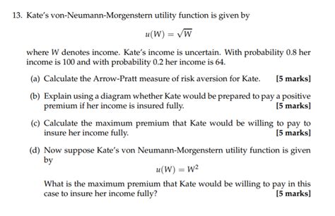 Kate S Von Neumann Morgenstern Utility Function Chegg