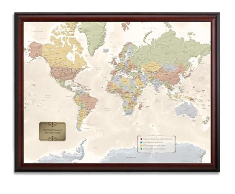 Personalized World Traveler Push Pin Map In 2021 Framed World Map