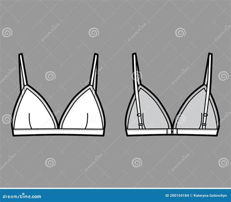 Triangle Bra Lingerie Technical Fashion Illustration With Adjustable