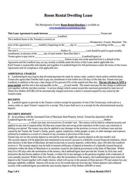 Printable Maryland Residential Lease Agreement