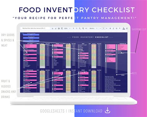 Food Tracker Spreadsheet, Food Inventory Template List Refrigerator ...