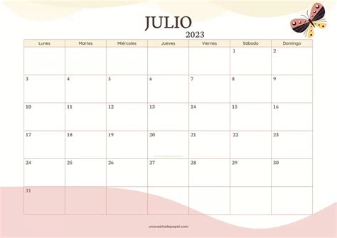 Calendarios Julio 2023 ️ Para Imprimir Gratis