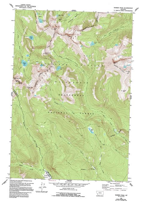 Warren Peak Topographic Map Mt Usgs Topo Quad H