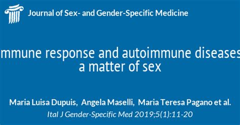 Immune Response And Autoimmune Diseases A Matter Of Sex Journal Of