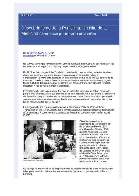 Pdf Descubrimiento De La Penicilina Un Hito De La Medicina